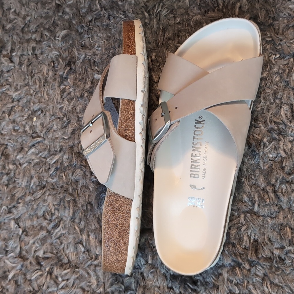 Birkenstock Taupe Cross-Strap Sandals - Picture 6 of 6